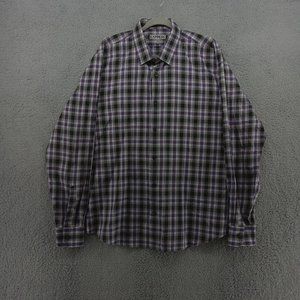Express Shirt Mens XL‎ Black Purple Plaid Check Button Up Cotton Dressy Casual